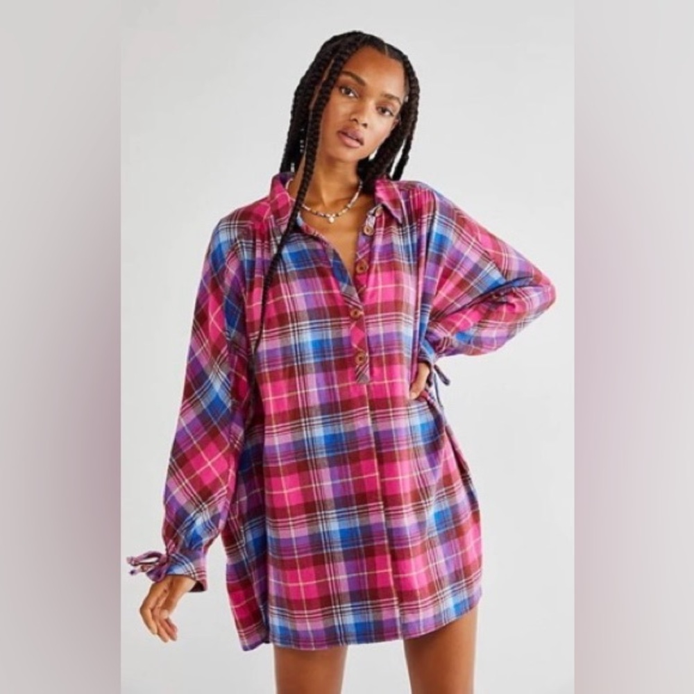 Free People plaid Zoey mini dress